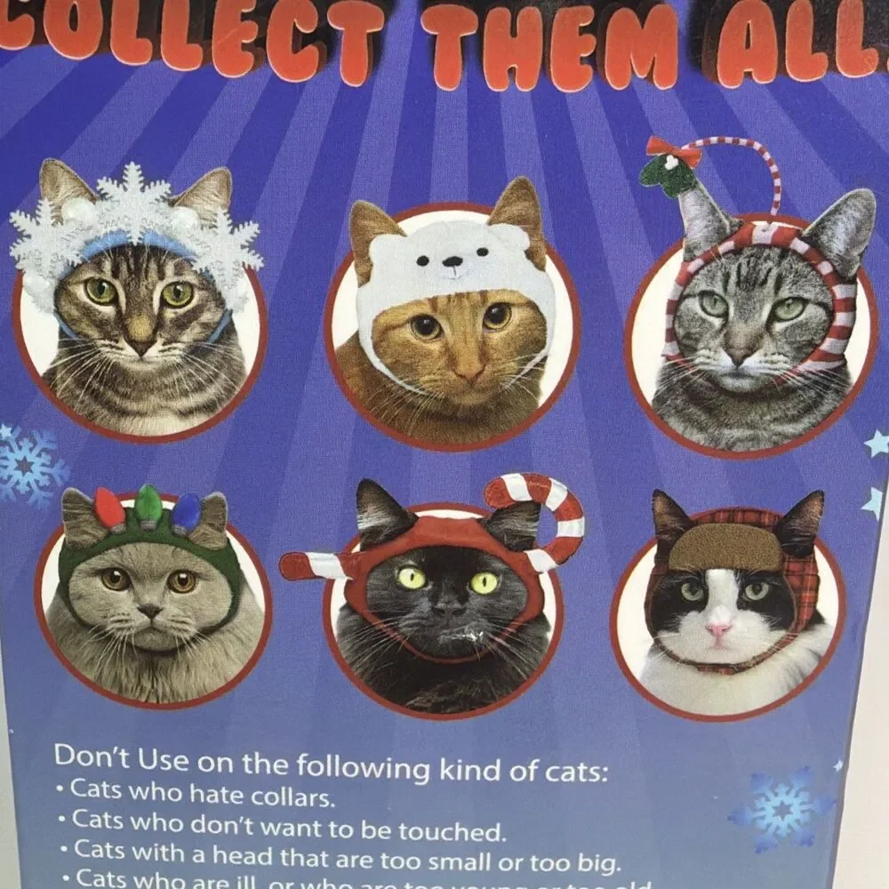Holiday Cat Hat Christmas Lights Feline Costume Hats Funny Pet Gift Kitten Cats